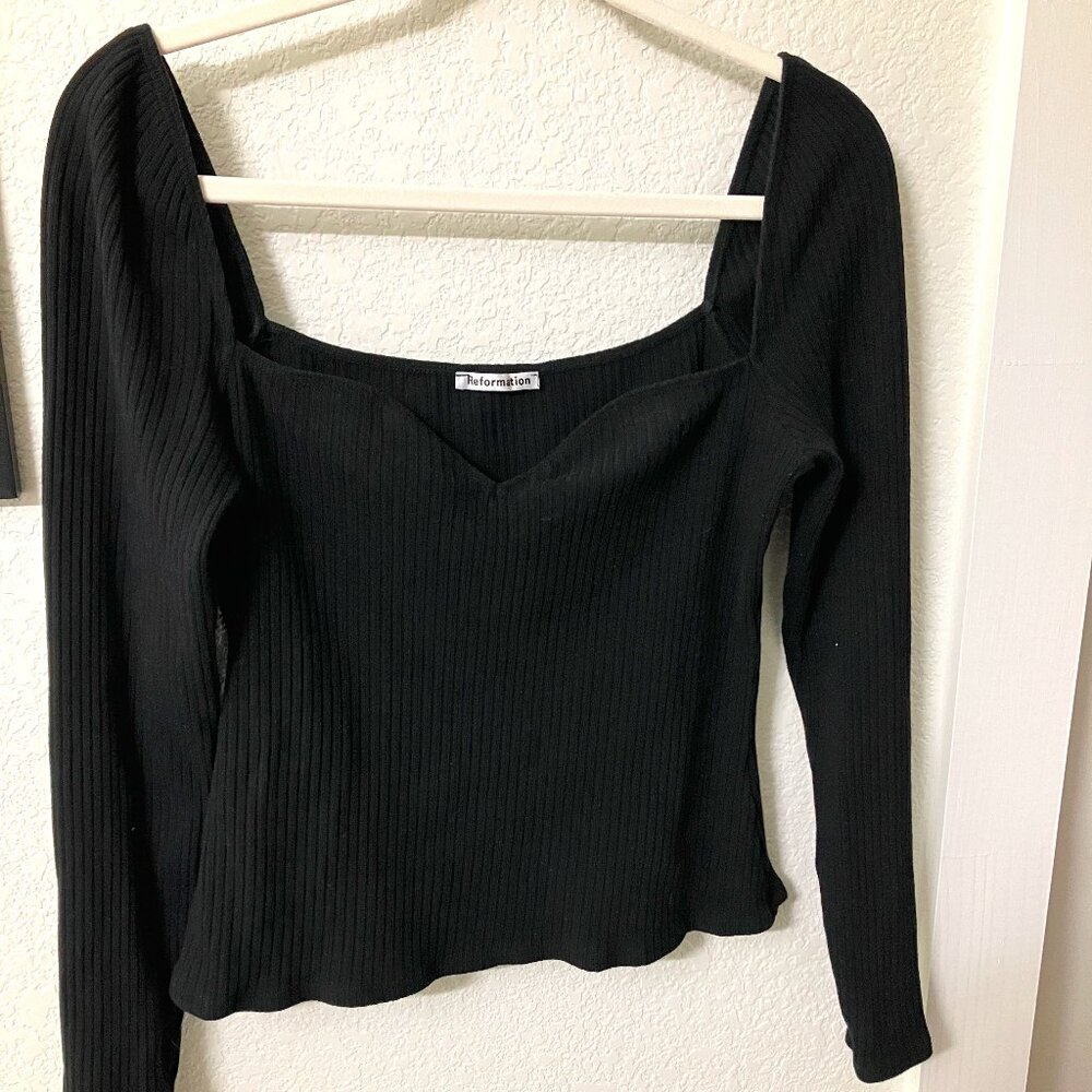 Reformation October Knit Top Black - Size XL